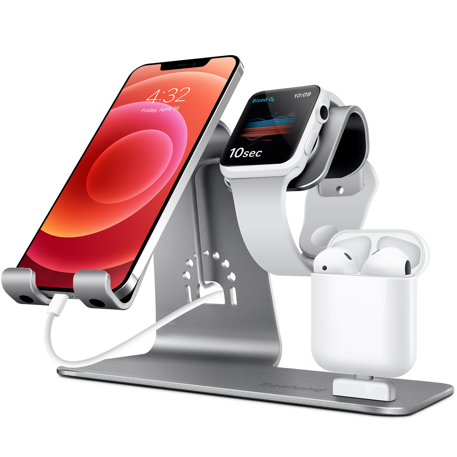 Bestand 3 in 1 Apple iWatch Stand, Airpods Charger Dock, Phone Desktop Tablet Holder for Airpods, Apple Watch/ iPhone X/8 Plus/8/ 7 Plus/ iPad, Gray(Patenting, Airpods Charging Case NOT Included)